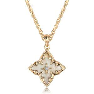 Gold Clover Necklace for Women 14K Gold Plated Cubic Zirconia Four Leaf